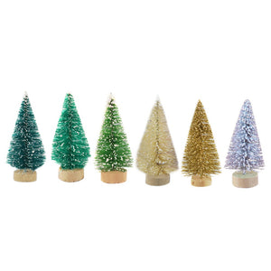 12-Piece Mini Christmas Tree Sisal Silk Cedar - Decoration Small Christmas Tree - Gold Silver Blue Green White Mini Tree