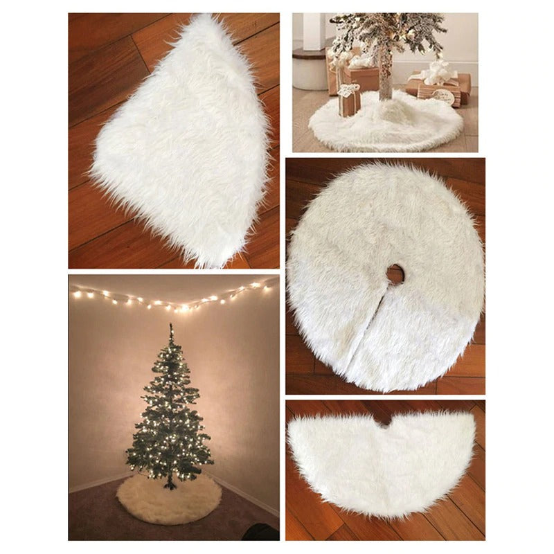 1pc White Plush Christmas Tree Fur Carpet Merry Christmas Decorations for Home Natal Tree Skirts New Year Decoration