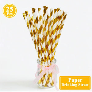 25Pcs Paper Drinking Straws Wedding Hen Party DIY Table Decoration Birthday Kids Its a Boy Girl Baby Shower Adult Supplies