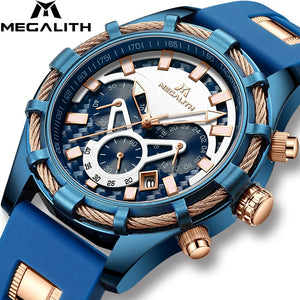 MEGALITH Mens Military Black Watches Waterproof Sports Chronograph