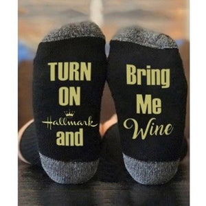 1Pair Creative Hallmark Movies Soft Socks Christmas Letters Printed Women Winter Warm Socks Gifts