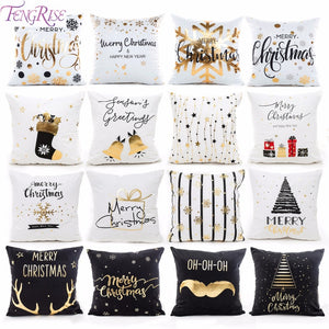 45x45cm Cotton Linen Merry Christmas Cover Cushion Christmas Decor for Home