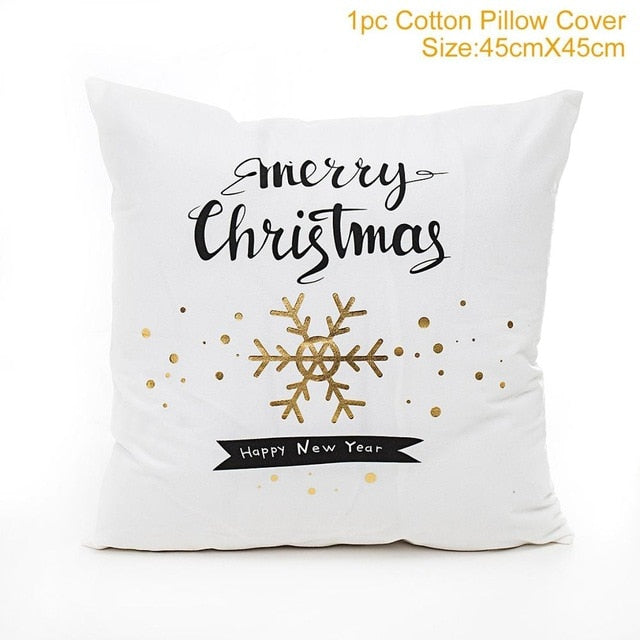 45x45cm Cotton Linen Merry Christmas Cover Cushion Christmas Decor for Home