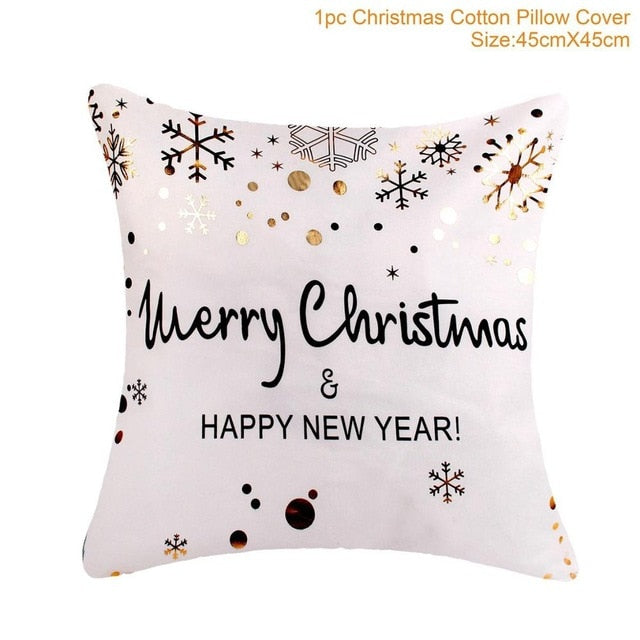 45x45cm Cotton Linen Merry Christmas Cover Cushion Christmas Decor for Home