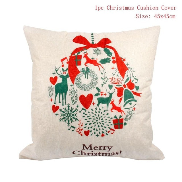 45x45cm Cotton Linen Merry Christmas Cover Cushion Christmas Decor for Home