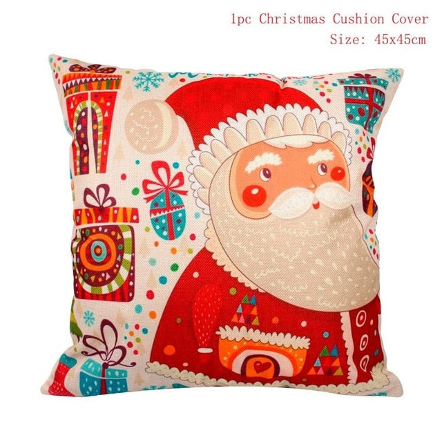 45x45cm Cotton Linen Merry Christmas Cover Cushion Christmas Decor for Home