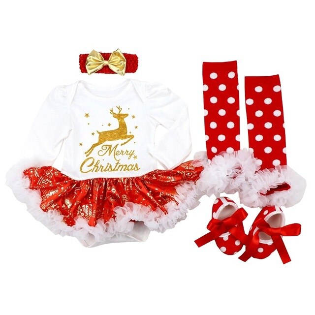 Cotton Baby Girls Clothes 1 Year 1st Christmas Dress Party Dresses for Girl Toddler Kids Baptism Gown Tutu Outfits with Headband