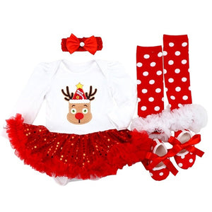 Cotton Baby Girls Clothes 1 Year 1st Christmas Dress Party Dresses for Girl Toddler Kids Baptism Gown Tutu Outfits with Headband