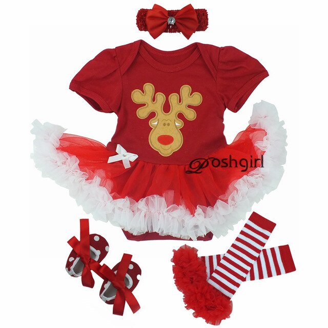 Cotton Baby Girls Clothes 1 Year 1st Christmas Dress Party Dresses for Girl Toddler Kids Baptism Gown Tutu Outfits with Headband