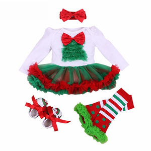 Cotton Baby Girls Clothes 1 Year 1st Christmas Dress Party Dresses for Girl Toddler Kids Baptism Gown Tutu Outfits with Headband