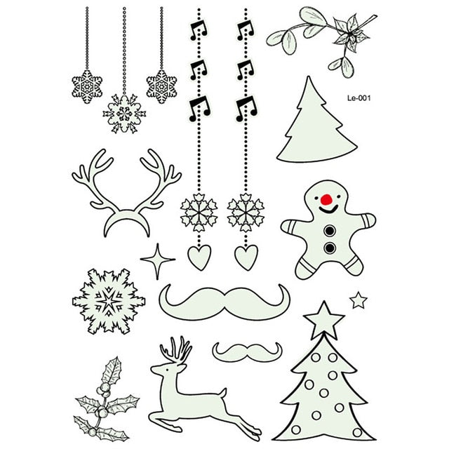 1 Pcs Luminous Temporary Tattoo Stickers Party Decoration Christmas Carnival Party New Year Decor Christmas Decorations