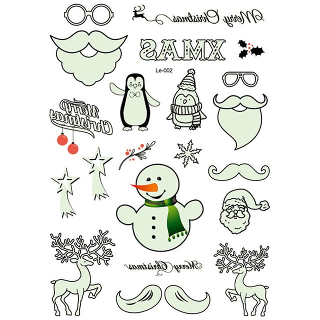 1 Pcs Luminous Temporary Tattoo Stickers Party Decoration Christmas Carnival Party New Year Decor Christmas Decorations