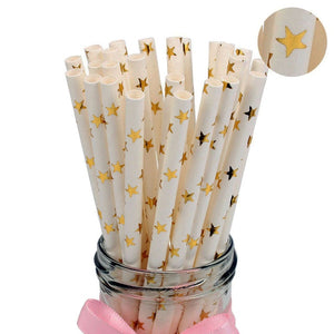 25Pcs Paper Drinking Straws Wedding Hen Party DIY Table Decoration Birthday Kids Its a Boy Girl Baby Shower Adult Supplies