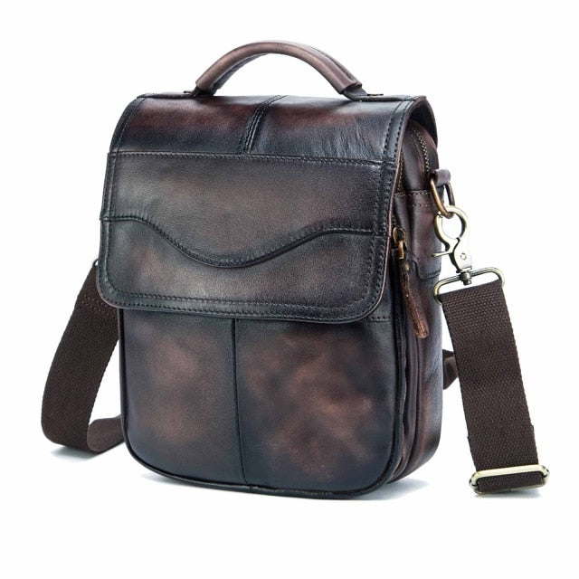 Quality Original Leather Male Casual Shoulder Messenger bag Cowhide Fashion Cross-body Bag 8" Pad Tote Mochila Satchel bag 144