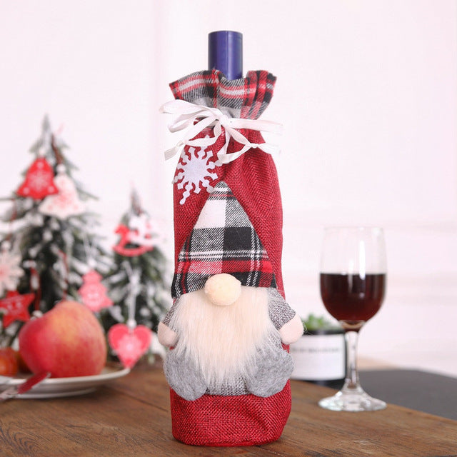 Christmas Decorations for Home Santa Claus Wine Bottle Cover Bag Snowman Stocking Gift Holders Xmas Decor New Year