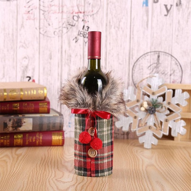 Santa Claus Wine Bottle Cover Christmas Decorations for Home New Year Xmas Decor Red Wine Bottle Covers New Year Christmas Decor