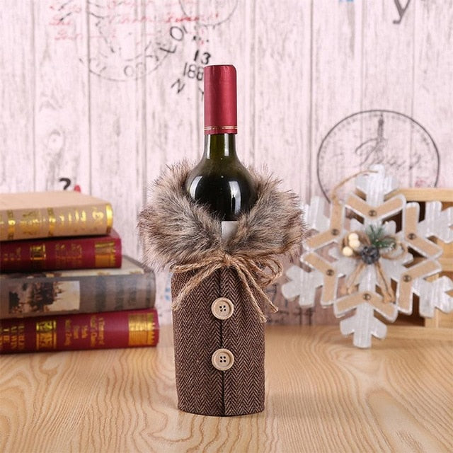 Santa Claus Wine Bottle Cover Christmas Decorations for Home New Year Xmas Decor Red Wine Bottle Covers New Year Christmas Decor