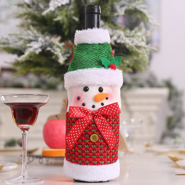 Christmas Decorations for Home Santa Claus Wine Bottle Cover Bag Snowman Stocking Gift Holders Xmas Decor New Year