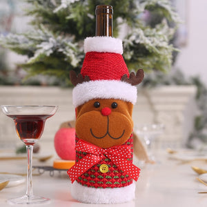 Christmas Decorations for Home Santa Claus Wine Bottle Cover Bag Snowman Stocking Gift Holders Xmas Decor New Year