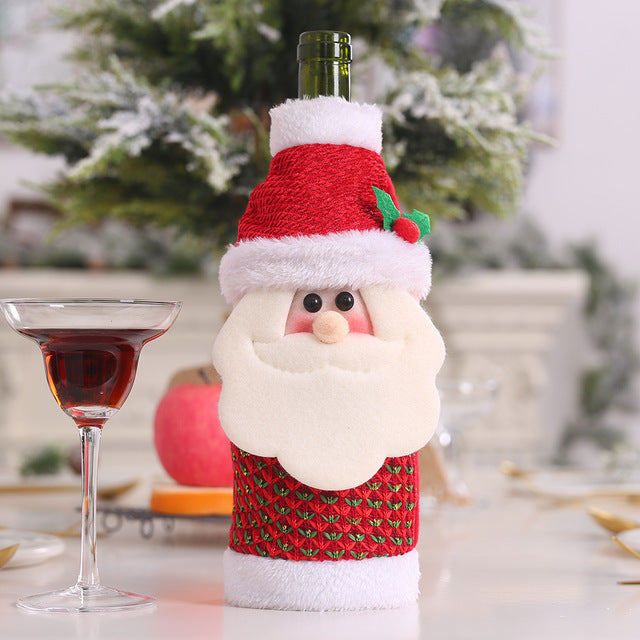 Christmas Decorations for Home Santa Claus Wine Bottle Cover Bag Snowman Stocking Gift Holders Xmas Decor New Year