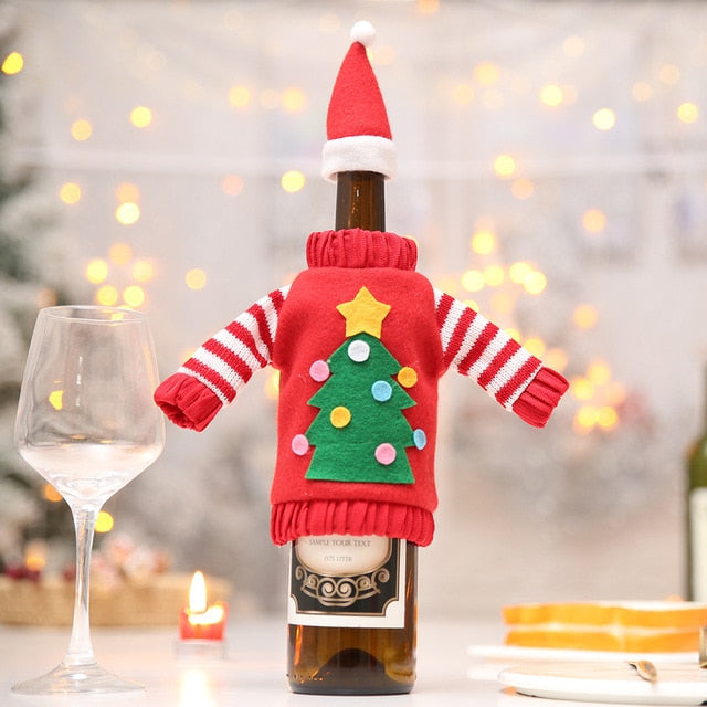 Christmas Decorations for Home Santa Claus Wine Bottle Cover Bag Snowman Stocking Gift Holders Xmas Decor New Year