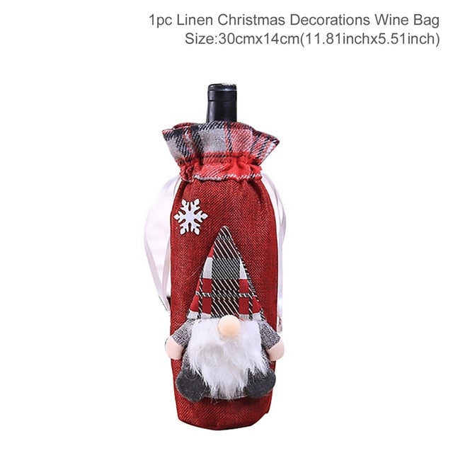 Christmas Wine Bottle Cover Christmas Decorations For Home Santa Claus Christmas Ornament Table Decor