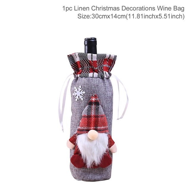 Christmas Wine Bottle Cover Christmas Decorations For Home Santa Claus Christmas Ornament Table Decor