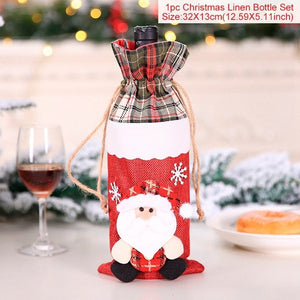 Christmas Wine Bottle Cover Christmas Decorations For Home Santa Claus Christmas Ornament Table Decor