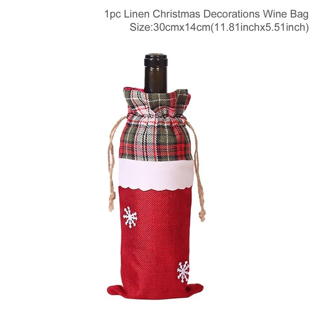 Christmas Wine Bottle Cover Christmas Decorations For Home Santa Claus Christmas Ornament Table Decor