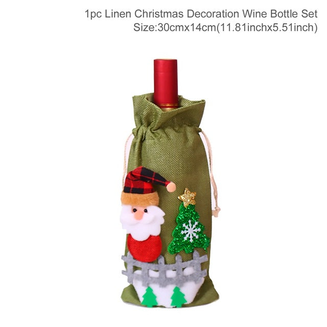 Christmas Wine Bottle Cover Christmas Decorations For Home Santa Claus Christmas Ornament Table Decor