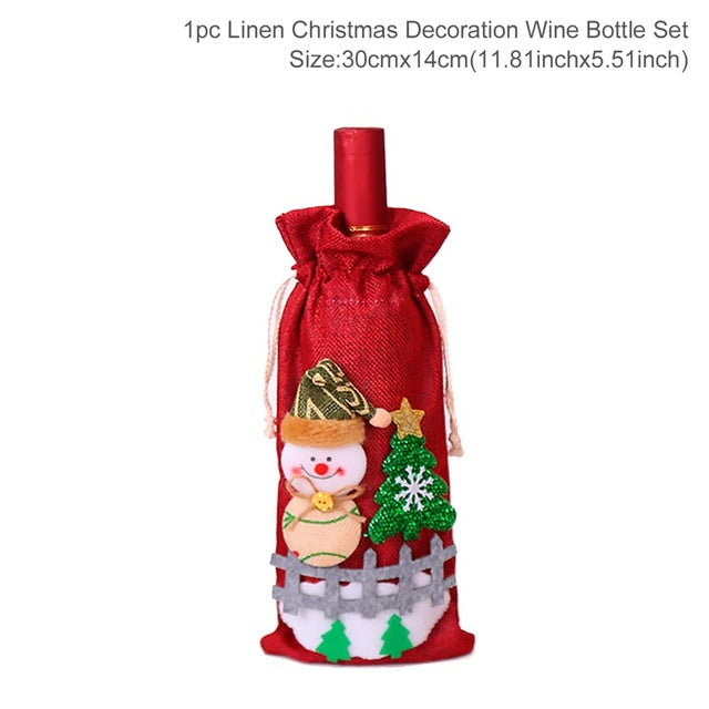 Christmas Wine Bottle Cover Christmas Decorations For Home Santa Claus Christmas Ornament Table Decor