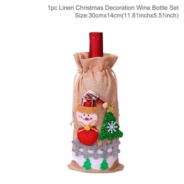 Christmas Wine Bottle Cover Christmas Decorations For Home Santa Claus Christmas Ornament Table Decor