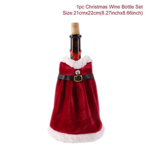 Christmas Wine Bottle Cover Christmas Decorations For Home Santa Claus Christmas Ornament Table Decor