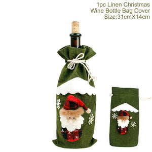 Christmas Wine Bottle Cover Christmas Decorations For Home Santa Claus Christmas Ornament Table Decor