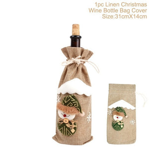 Christmas Wine Bottle Cover Christmas Decorations For Home Santa Claus Christmas Ornament Table Decor