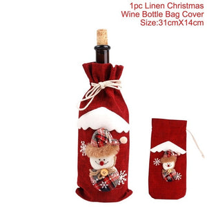 Christmas Wine Bottle Cover Christmas Decorations For Home Santa Claus Christmas Ornament Table Decor