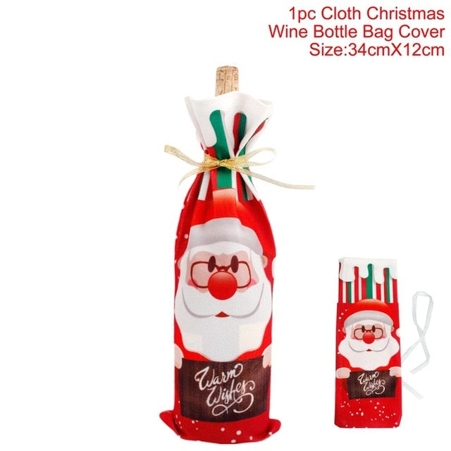 Christmas Wine Bottle Cover Christmas Decorations For Home Santa Claus Christmas Ornament Table Decor