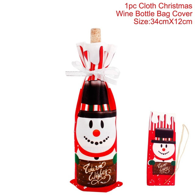 Christmas Wine Bottle Cover Christmas Decorations For Home Santa Claus Christmas Ornament Table Decor