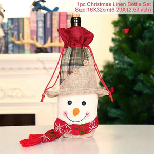 Christmas Wine Bottle Cover Christmas Decorations For Home Santa Claus Christmas Ornament Table Decor