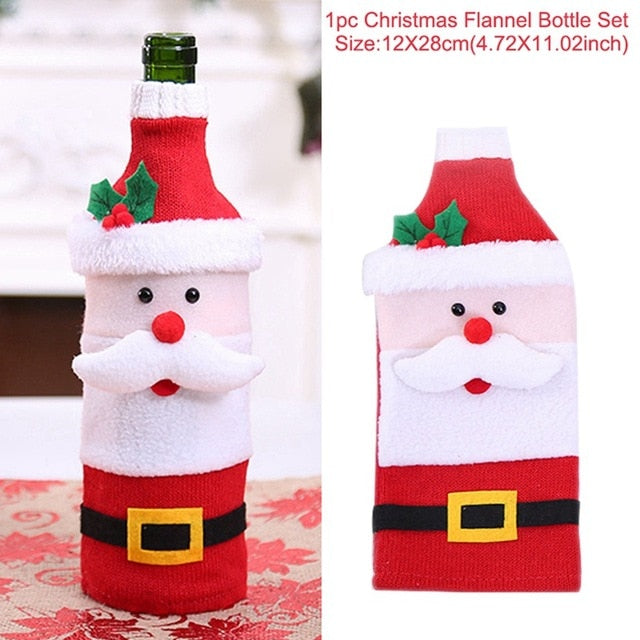 Christmas Wine Bottle Cover Christmas Decorations For Home Santa Claus Christmas Ornament Table Decor