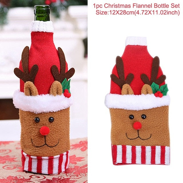 Christmas Wine Bottle Cover Christmas Decorations For Home Santa Claus Christmas Ornament Table Decor