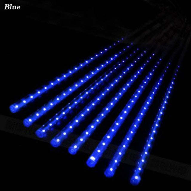 New Year 30/50cm Outdoor Meteor Shower Rain 8 Tubes LED String Lights Waterproof For Tree Christmas Wedding Party Decoration