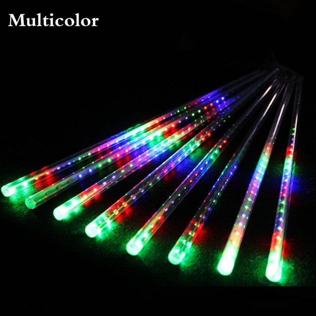 New Year 30/50cm Outdoor Meteor Shower Rain 8 Tubes LED String Lights Waterproof For Tree Christmas Wedding Party Decoration