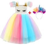 Baby Girls Unicorn Rainbow Christmas Brithday Sequin Tutu Dresses Clothes Children Kids Princess Party Little Pony Clothing