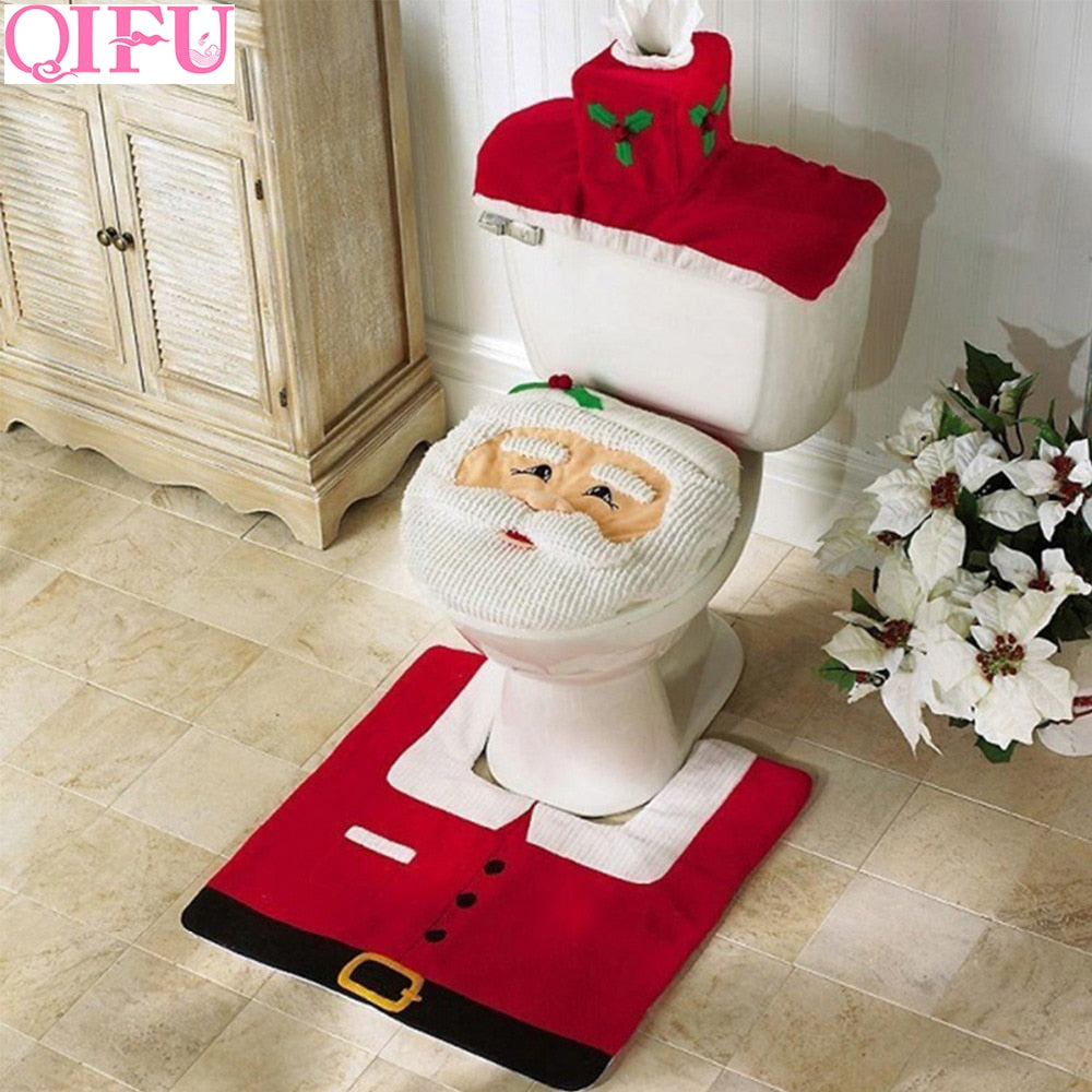 QIFU Santa Claus Toilet Seat Merry Christmas Decorations for Home Noel Navidad 2019 Happy New Year 2020 Cristmas Decor Xmas Deco