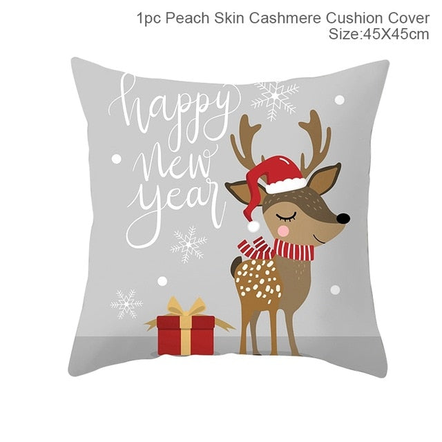 45x45cm Cotton Linen Merry Christmas Cover Cushion Christmas Decor for Home