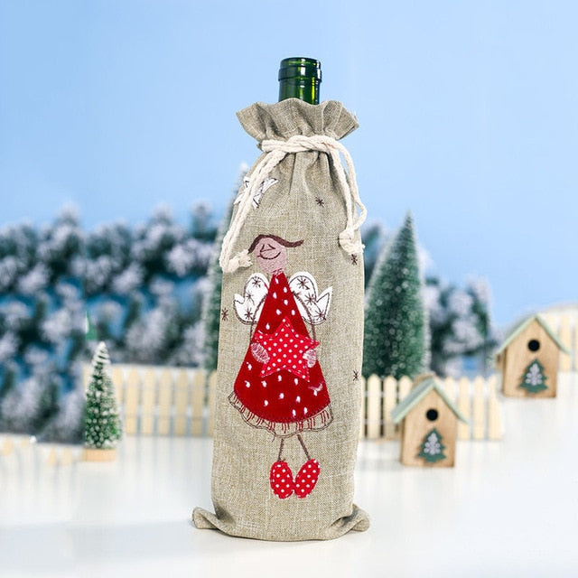 Christmas Decorations for Home Santa Claus Wine Bottle Cover Bag Snowman Stocking Gift Holders Xmas Decor New Year