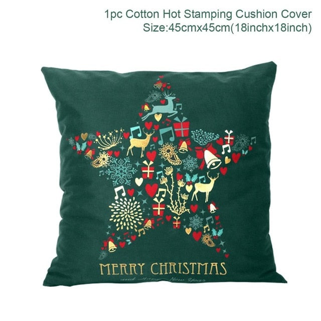 Christmas Green Black Cotton Hot Stamping Pillowcase Christmas Decor for Home Christmas Party Decor New Year 2020