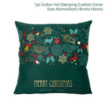 Christmas Green Black Cotton Hot Stamping Pillowcase Christmas Decor for Home Christmas Party Decor New Year 2020