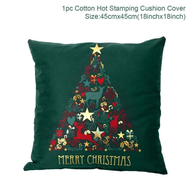 Christmas Green Black Cotton Hot Stamping Pillowcase Christmas Decor for Home Christmas Party Decor New Year 2020